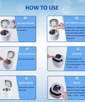 Three In One Ultrasonic Retainer Cleaner With UV Sanitizer And Fast Drying Fan For Dentures Aligners Mouth Guards Night Guards And Jewelry Deep Clean Odor Busting And Quick Dry how-to steps