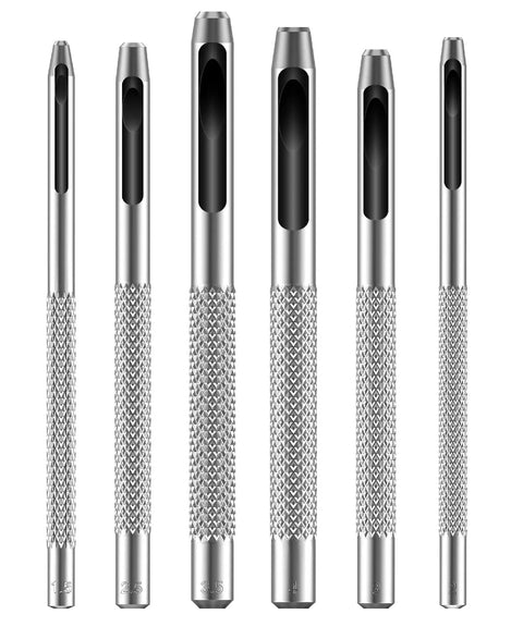 Leather Hole Punch Set With Hollow Punch Tools, Six Steel Punches From 1.5Mm To 4Mm For Leather Crafting, Pro Grade Carbon Steel