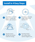 Install in 4 easy steps for Dimmable LED Recessed Ceiling Lights, showing connections and fixture positioning.