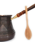 XXL Copper Cezve Coffee Pot With Wooden Handle, Hand Engraved And Hammered Solid Copper Ibrik Briki For Stovetop Turkish Greek Arabic Coffee
