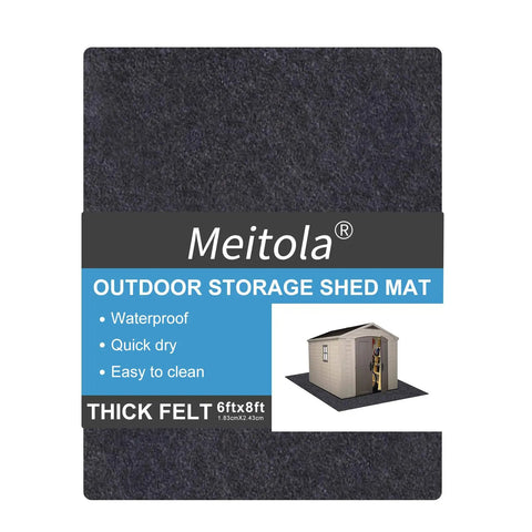 Outdoor Storage Shed Mat For Patio And Carport, Waterproof And Dustproof Non Slip Backing Keeps Liquids Out, 8x6 ft black mat
