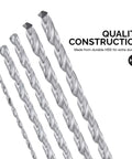 Front view of NEIKO 10047A 5-piece extra-long drill bit set in silver M2 HSS steel, 12-inch length