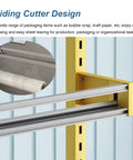Sliding cutter on Heavy Duty Bubble Wrap Dispenser With Cutter And Adjustable Wide Roll Stand for easy sheet tearing.
