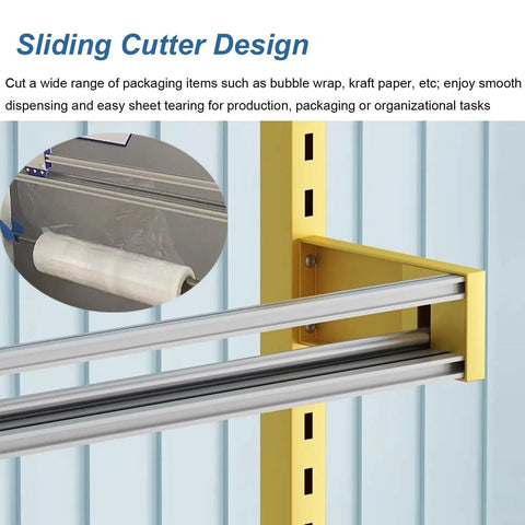 Sliding cutter design for Smooth Rolling Bubble Wrap Dispenser Cart With Manual Cutter And Locking Wheels for easy sheet tearing.