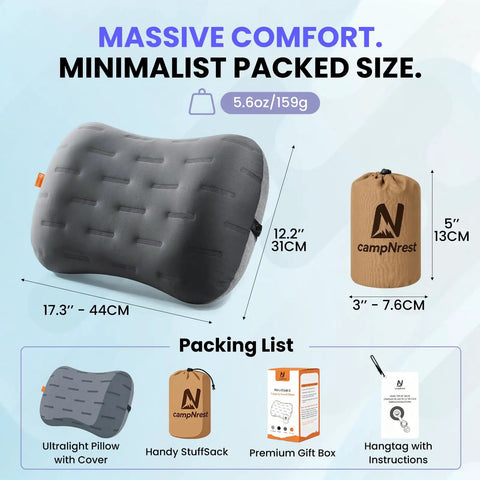 Ultralight Camping Pillow With Thick TPU Bladder For No Leak Support Compact Air Pillow For Travel And Backpacking set