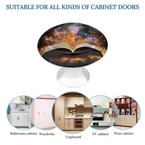 Open Book And Light Round Drawer Knobs Set Of 2 Pack Stainless Steel Cabinet Pulls For Kitchen Dresser With Mounting Screws