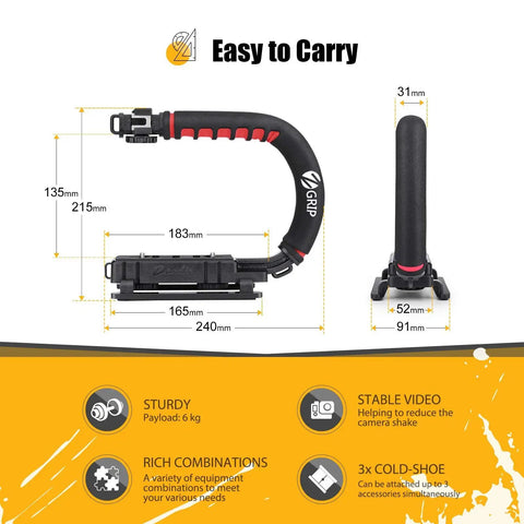 Comfy Handheld Video Stabilizer Grip With Cold Shoe Mount For DSLR Cameras And Camcorders Perfect For Low Angle Shots