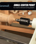 Heavy Duty Dual Bearing Live Center For Woodworking Lathes And Wood Turning Projects shown on lathe in workshop