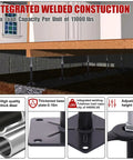 Heavy Duty House Floor Jacks Solid As A Rock Adjustable Post Supports 11 To 16 Point 5 Inch Range under a beam, showing integrated welded construction.