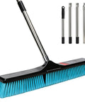 24 Inch Heavy Duty Push Broom With Stainless Steel Handle For Outdoor Commercial Sweeping And Patio Cleanup, featuring detachable head and bristle brush.