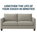 Pro Level Upholstery Stay Wire For Sofa And Loveseat Springs Boasts Forty Grip Tight Clips Twenty Foot Paper Wrapped Cord No Sweat Furniture Restoration Gear Plus Bonus Storage Bag displayed on a contemporary couch.