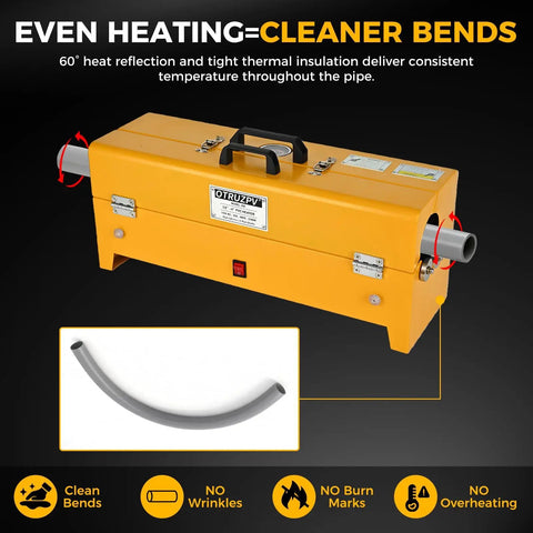 Heavy Duty Pvc Conduit Heater Box For Schedule 40 And 80 Pipe Bending Tool heats 2 inch pipe with efficient even heating.