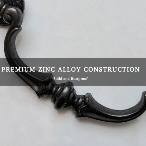 Close-up of vintage bail drawer pull in oil rubbed bronze, zinc alloy material, part of Vintage Bail Drawer Pulls Four Pack Oil Rubbed Bronze Cabinet Handles Five And Three Eighths Inch Center To Center Drop Pulls For Dresser Cupboard Wardrobe And Kitchen Cabinets.