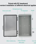 Big Abs Plastic Electrical Junction Box 175x275x110mm Waterproof Ip67 Enclosure open showing internal features and lid.