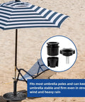 8 Piece Outdoor Patio Umbrella Base Replacement Parts Kit with hole ring sets and M8 threaded hand knobs on beach
