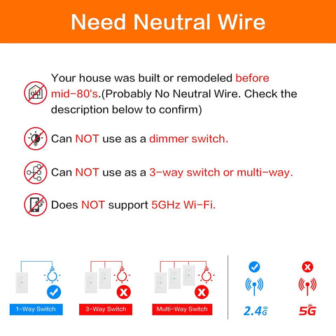 Smart WiFi Light Switch 3 Gang Works With Alexa Google Home And IFTTT No Hub Needed Voice Or Remote Control Single Pole Only Neutral Wire Needed For Installation compatibility and requirements diagram