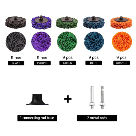 46 Pc 2 Inch Quick Change Strip Discs Multi Color Kit For Paint And Rust Removal On Die Grinder Or Drill With 1 Quarter Inch Roll Lock Holder Surface Prep And Conditioning