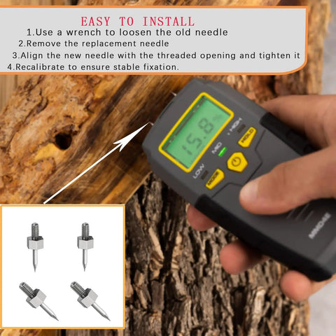 Moisture Meter Replacement Pins For MMD4E And RHMG650 RHMG700DL, 4 Pack Stainless Steel Probes used with pin-style wood meter