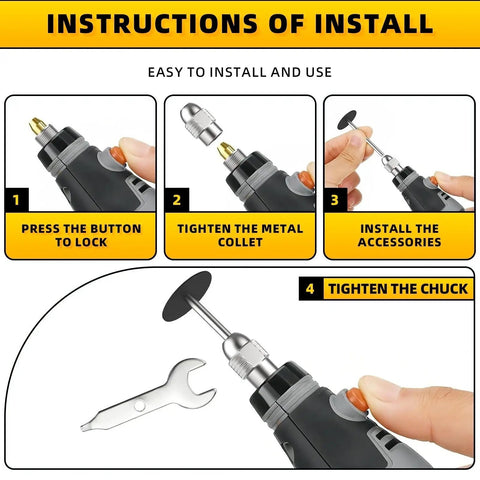 High Performance Keyless Collet Set For 0.8 To 3.2mm Bits Secure Brass Hold Fits Most Rotary Tools, installation instructions with rotary tool.