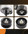 Belt Tensioner Idler Pulley Serpentine Drive Belt Kit For Hyundai Sonata Santa Fe Santa Fe Sport Tucson Optima Magentis Sorento Forte 07-15 2.4L Replacement All In One Kit showing pulley components.
