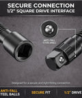 Half Inch Flexible Shaft Extension With 360 Degree Angled Rod, Torque Socket Connector, anti-fall feature, secure connection
