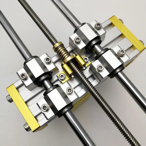 CNC 3018 X Axis Upgrade Kit For Z Axis Sliding Table With 10mm Optical Axis and 4mm T8 Lead, components close-up view