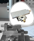 Built Serious Adjustable Cross Slide Platform With Manual Hand Crank For Deadon Xy Axis Alignment and Smooth Precision Mounting In Compact Workshop Spaces, aluminum construction.