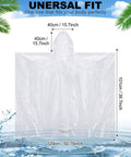 100 Pack Hooded Adult Rain Ponchos Disposable Bulk Plastic Rain Gear For Men And Women White Emergency Raincoats Universal Fit