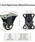 Heavy Duty Silent Caster Wheel Set Built Tough For Daily Grind features 1.5-inch rigid caster wheel dimensions with black design.