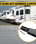 Slide Out Motor And Gearbox Direct Fit Replacement For Accu Slide Cable System with image of motor and gearbox in RV.