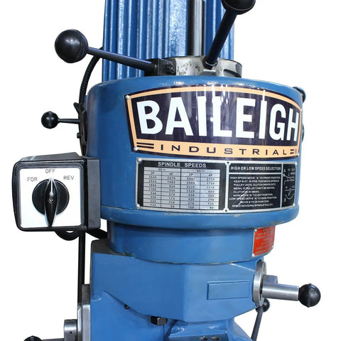 Shop Ready Heavy Duty Vertical Mill With Step Pulley And 120V Single Phase Motor control panel showing spindle speed settings.