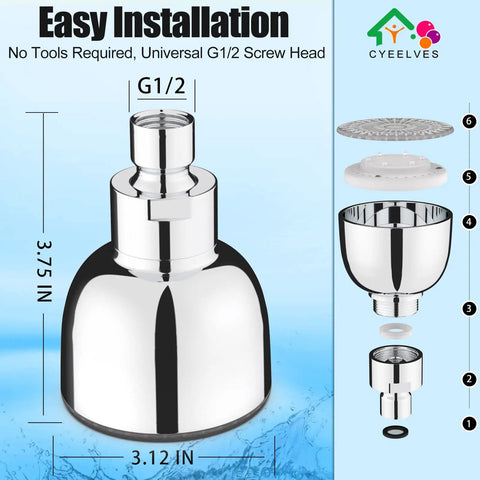 Color Changing Rainfall Shower Head With Seven Color LED Lights, Water Powered Auto Color Shift, High Pressure Quiet Adjustable Showerhead For A Spa Vibe Bathroom Upgrade, Kid And Adult Friendly, Energy Efficient Bath Accessory