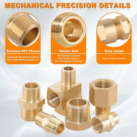 Dazakoot 111Pcs Hose Pipe Fitting Assortment Kit featuring NPT thread, thicker wall, and easy install brass adapters.