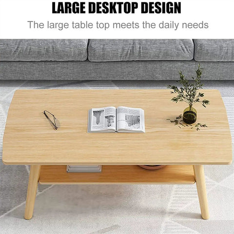 Rustic Vintage Industrial Rectangle Coffee Table With Double Layer Open Storage Shelf For Living Room Sturdy Sofa Cocktail Table, large wooden top.