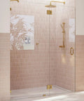 Frameless Shower Door Hinge With Enduroshield Glass Coating, 78 Inch By 58.5 Inch, Polished Brass Finish, Heavy Duty Glass Hardware For Modern Bathrooms, Easy Install, Stain Resistant, Keeps Glass Clear And Shiny on glass shower enclosure