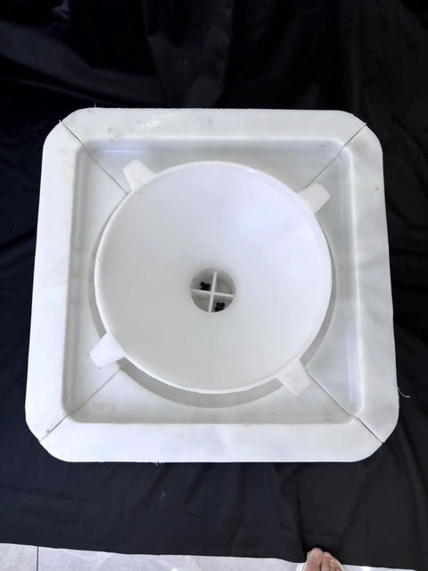 Top view of Extra Large Concrete Pot Molds With Drainage Holes Beefy Heavy Duty Approximately 20 Inch Square Giant Planter Mold