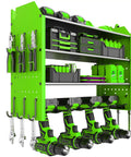 Power Tool Organizer Wall Mount With Charging Station 4 Tier Garage Storage Rack With 4 Cordless Drill Holders in green