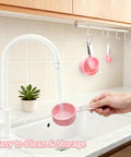 Stackable Measuring Cups And Spoons Set 10 Piece With Stainless Steel Handles Pink Kitchen Gear for easy cleaning