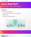 Smart Mesh Wi-Fi layout showing signal coverage areas, ideal for hard-to-reach spaces, enhancing connectivity.