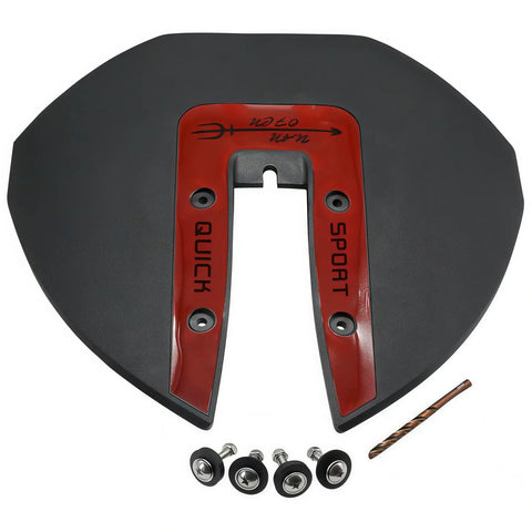 Whale Tail Hydrofoil Stabilizer For Outboards And Sterndrives, Fits 40 To 300 HP, black and red plate with screws