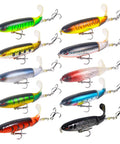 Colorful Whopper Bass Topwater Lure Kit With Floating Rotating Tail And Barb Treble Hooks, Plopper Lures For Saltwater And Freshwater