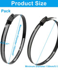 Two Pack 6 Inch Worm Gear Hose Clamps Adjustable 130 To 152 mm Range Black 304 Stainless Steel Duct Clamps For Automotive Fuel Line And Mechanical Projects