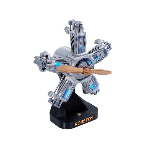Five Cylinder Planetary Engine Model With Clear Internal Mechanisms Desktop Display Ornament Aerospace Power Replica Serious Mechanical Linkage System For Enthusiasts Hobbyists And Collectors on black base