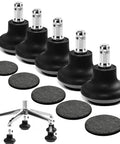 Straight Up Chair Wheel Stoppers 5 Pack Bell Glide Casters for Office and Gaming Desk, black heavy-duty casters and pads.