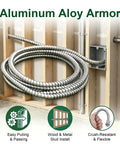 Hella Durable 10 Ft 8/3 MC Cable With Aluminum Armor And Green Insulated Ground, 8 AWG Pure Copper Stranded Conductors, Real THHN THWN 2, 600V 90C Indoor Outdoor Rated UL Listed Electrical Wire in installation, showing aluminum alloy armor.