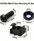 Heavy Duty M6 X 16 Rack Mount Screws Paired With Carbon Steel Cage Nuts And Nylon Washers 50 Pack Server Kit components with dimensions