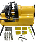Straight Up Heavy Duty Workhorse Electric Pipe Threader And Cutting Tool 1 2 To 4 Inch NPT BSPT Die Set 220V 750W with accessories.