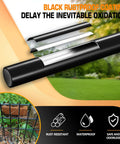 Black coated metal panel from 45.33 Feet No Dig Animal Barrier Fence With 32 Panels For Garden And Yard Keeps Pets And Rabbits Out 13 Inch High Metal Fence To Stop Digging Border Blocker For Flower Beds Lawn And Patio