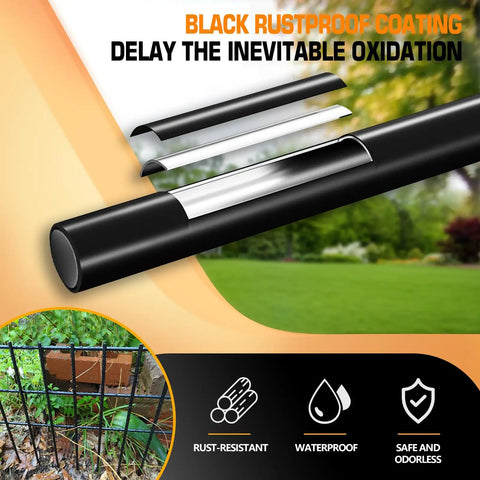 Black coated metal panel from 45.33 Feet No Dig Animal Barrier Fence With 32 Panels For Garden And Yard Keeps Pets And Rabbits Out 13 Inch High Metal Fence To Stop Digging Border Blocker For Flower Beds Lawn And Patio