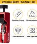 Red Spark Plug Gap Tool with 32 Blade Steel Feeler Gauge for Most 10mm 12mm 14mm 16mm Thread Spark Plugs Gapping Tool